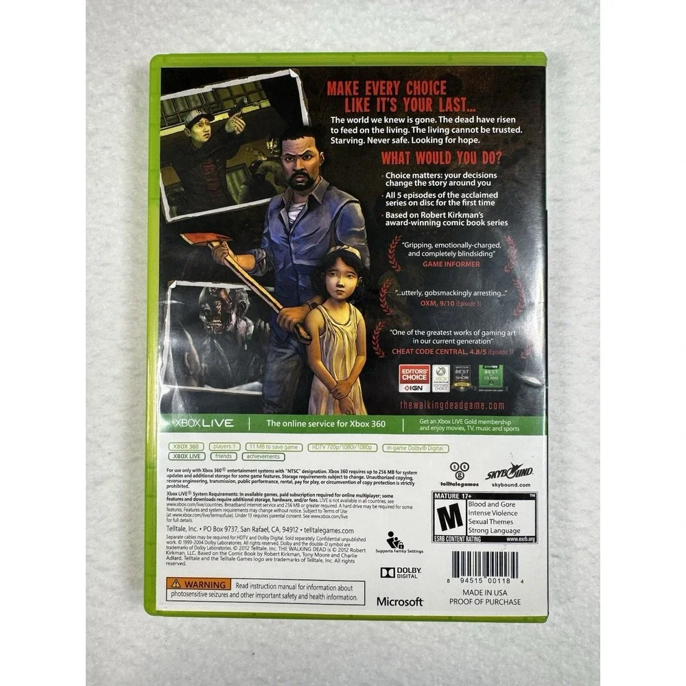 The Walking Dead A Telltale Games Series - Microsoft Xbox 360 Tested‎ Authentic